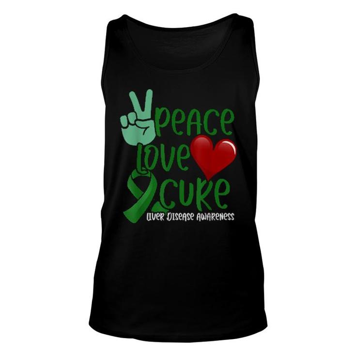 Peace Love Cure Liver Disease Awareness  Unisex Tank Top