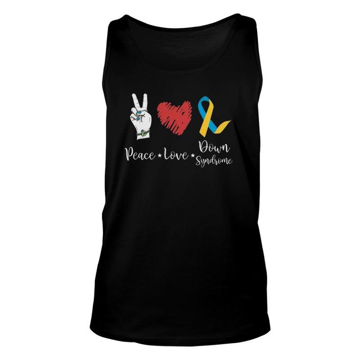 Peace Love Down Syndrome Awareness Ribbon Gifts Unisex Tank Top