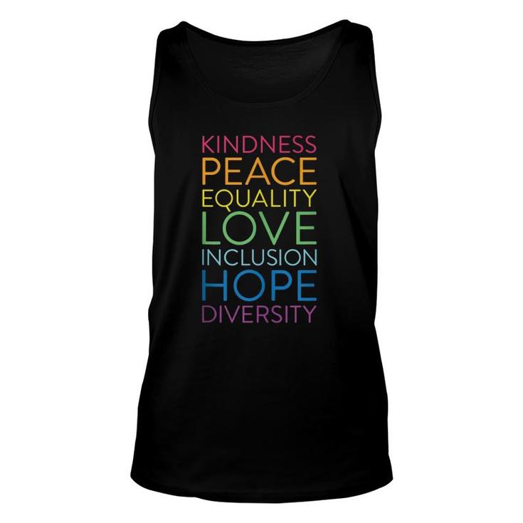 Peace Love Inclusion Equality Diversity Human Rights  Unisex Tank Top