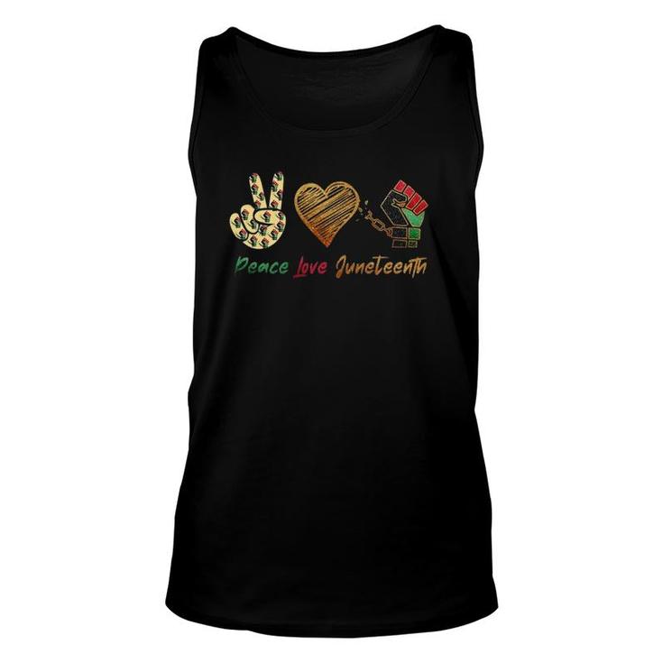 Peace Love Juneteenth  Independence Day Black Pride Unisex Tank Top