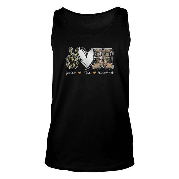 Peace Love Remember Combat Boots Usa Flag Veteran Day Tee  Unisex Tank Top