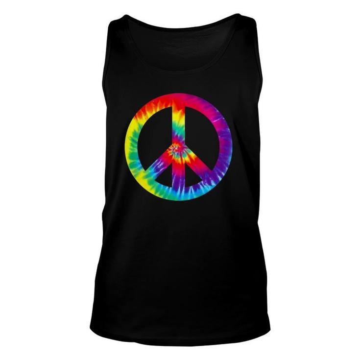 Peace Sign Symbol Tie Dye 60S 70S  Hippie Costume Unisex Tank Top