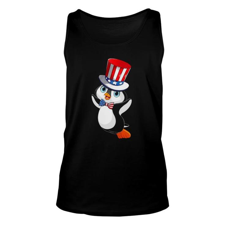 Penguin American Flag Hat Patriotic 4Th Of July  Gifts Unisex Tank Top