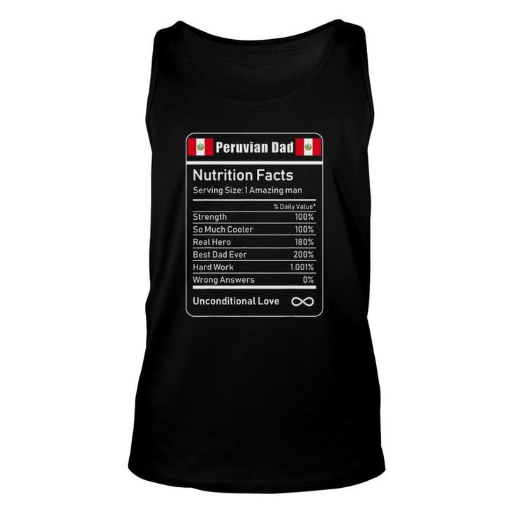 Peruvian Dad Nutrition Facts Father's Day Gift Unisex Tank Top