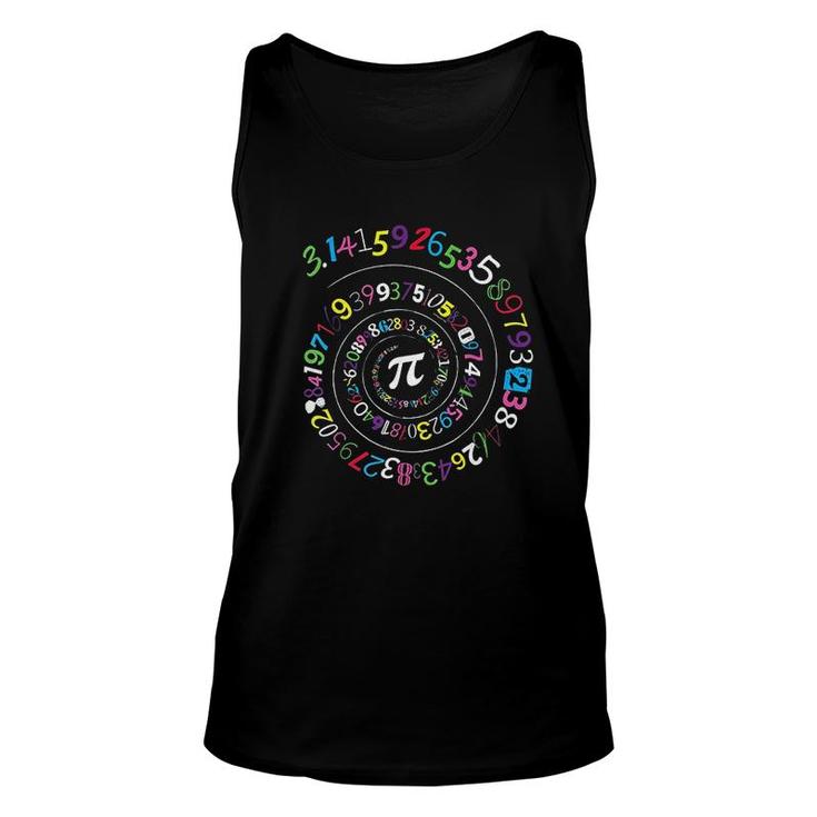 Pi Day Shirt Spiral Pi Color Numbers Teacher Student Unisex Tank Top