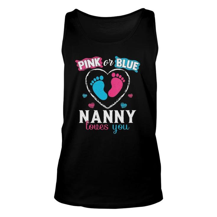 Womens Pink Or Blue Nanny Loves You Baby Gender Nanny V-Neck Tank Top