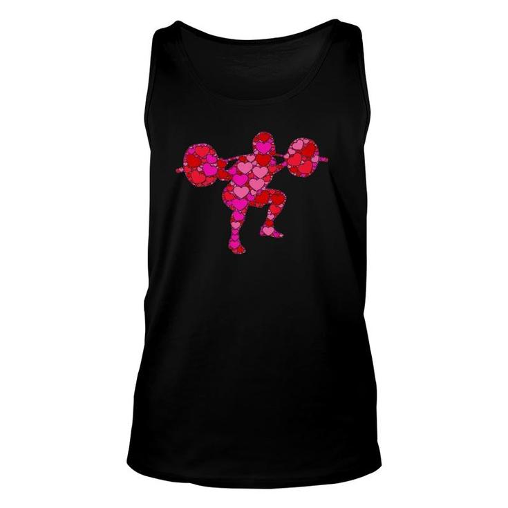 Pink Red Heart Valentine's Day Gift For Weight Lifter Gym  Unisex Tank Top