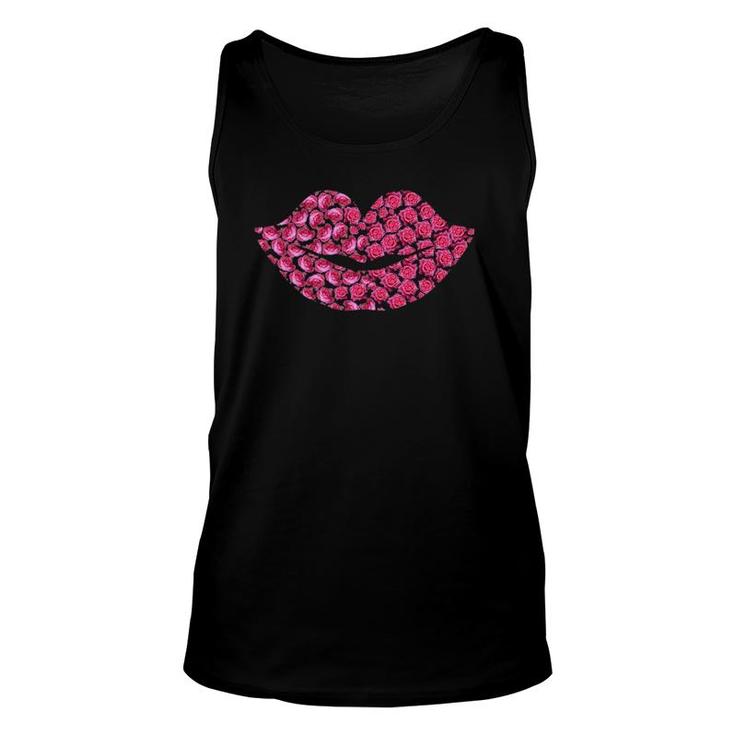 Pink Rose Flowers Lips Roses Lovers Floral Valentine's Day Unisex Tank Top