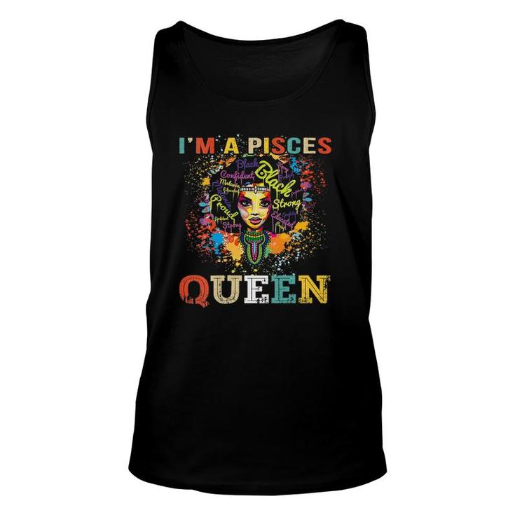 Womens Pisces Birthday S For Women February March Queen V-Neck Tank Top