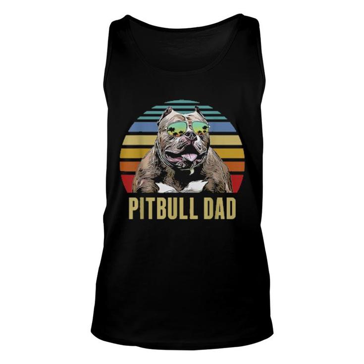 Pitbull Best Dog Dad Ever Retro Sunset Beach Vibe  Unisex Tank Top
