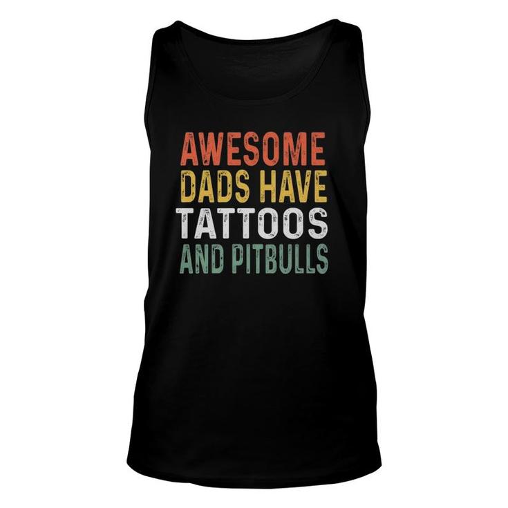 Mens Pitbull Dad Awesome Dads Have Tattoos And Pitbulls Tank Top