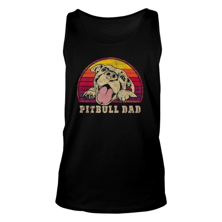 Pitbull Dad Vintage Smiling Pitbull Fathers & Dog Lovers  Unisex Tank Top