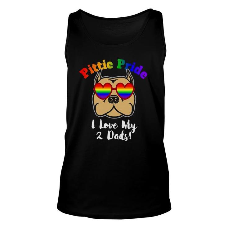 Pitbull Gay Pride I Love My 2 Dads Pittie Pride Lbgt Gift Unisex Tank Top