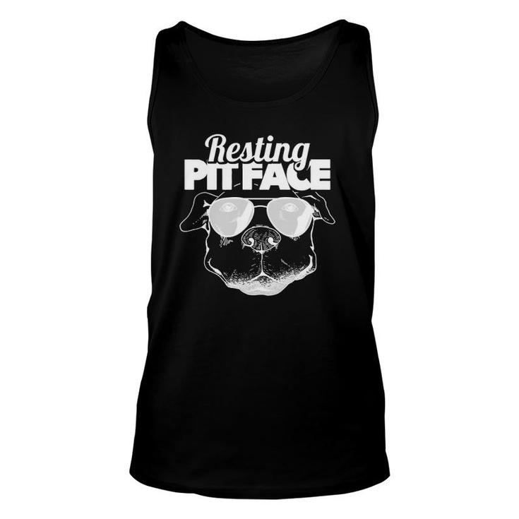 Pitbull Sunglasses Owner Funny Resting Pit Face Pullover Unisex Tank Top