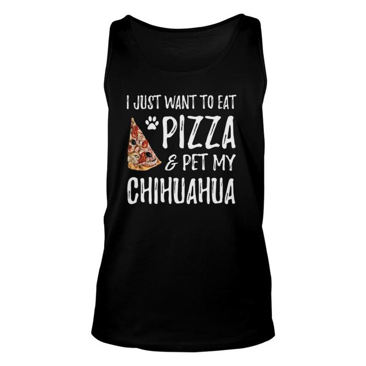 Pizza And Chihuahua  Funny Dog Mom Or Dog Dad Gift Idea Unisex Tank Top