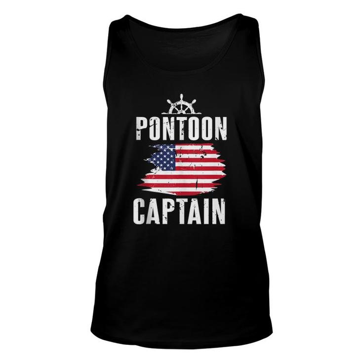 Pontoon Captain Flag Of America Sailor Fisherman Dad Unisex Tank Top