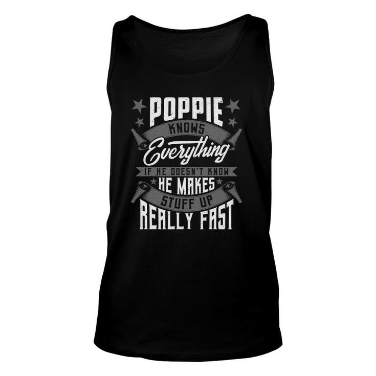 Mens Poppie Knows Everything Poppie Father's Day Tank Top