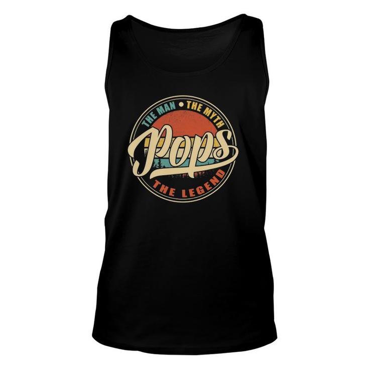 Mens Pops The Man The Myth The Legend Vintage Retro Fathers Day Tank Top