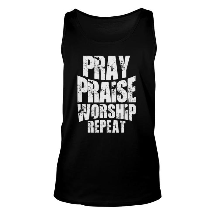 Pray Praise Worship Repeat Faith Clothing Unisex Tank Top