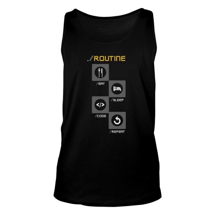 Programmers Developers Routine Funny Eat Sleep Code Repeat Unisex Tank Top