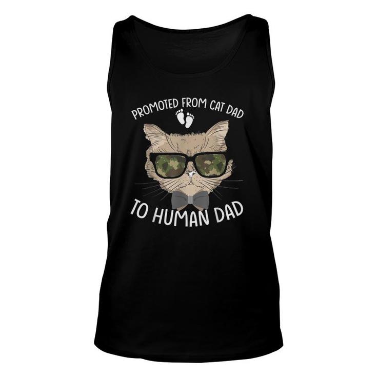 Promoted From Cat Dad To Human Dad Pregnancy Announcement Unisex Tank Top
