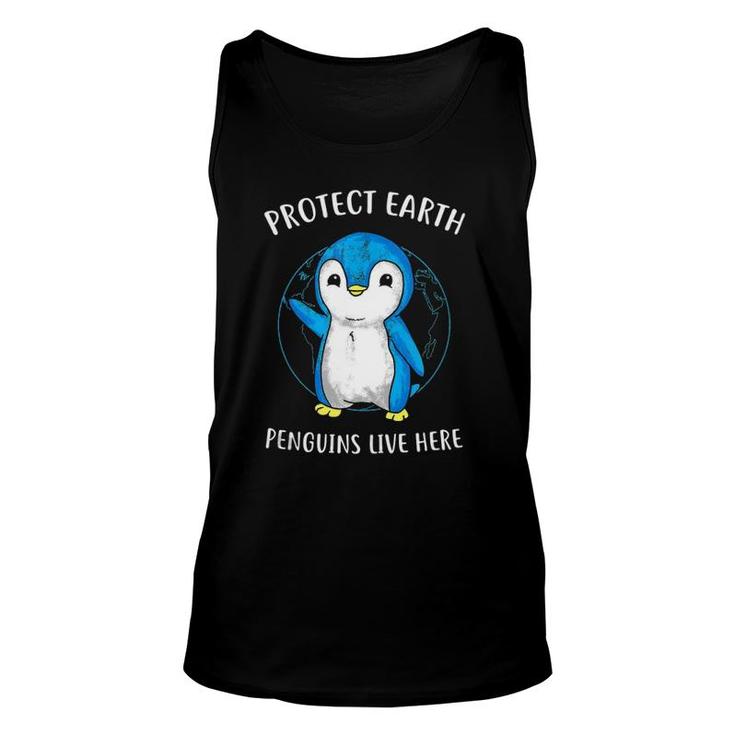 Protect Earth Penguins Live Here Environment  Unisex Tank Top