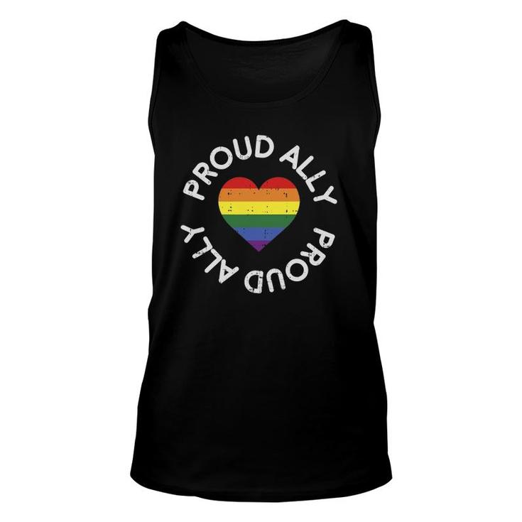 Proud Ally Funny Rainbow Heart Gay Lgbt Pride Support Gift Unisex Tank Top