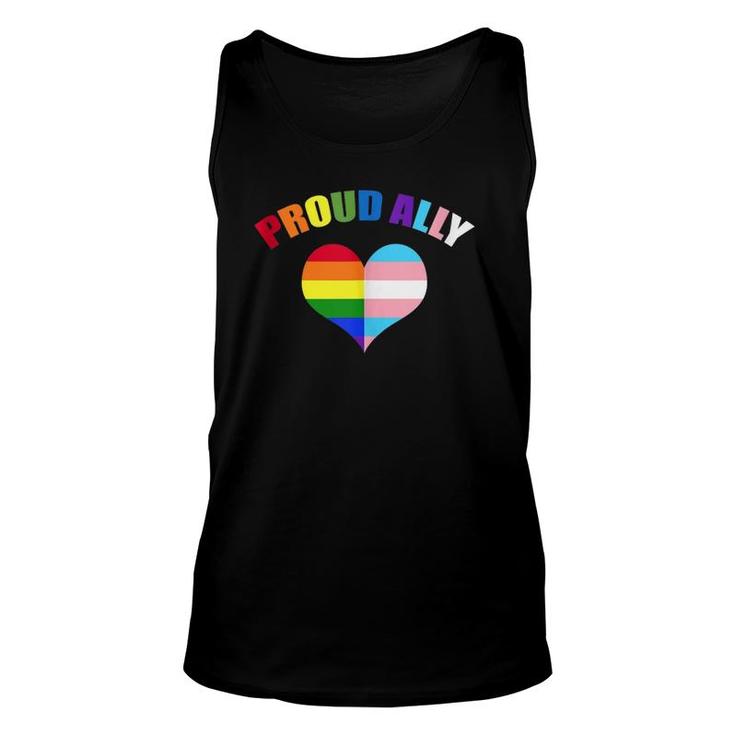 Proud Ally Lgbt-Q Gay Pride Transgender Heart Rainbow  Unisex Tank Top