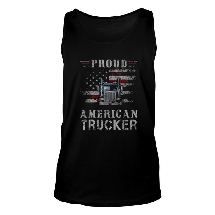 Proud American Trucker  Truck Driver Gifts Unisex Tank Top