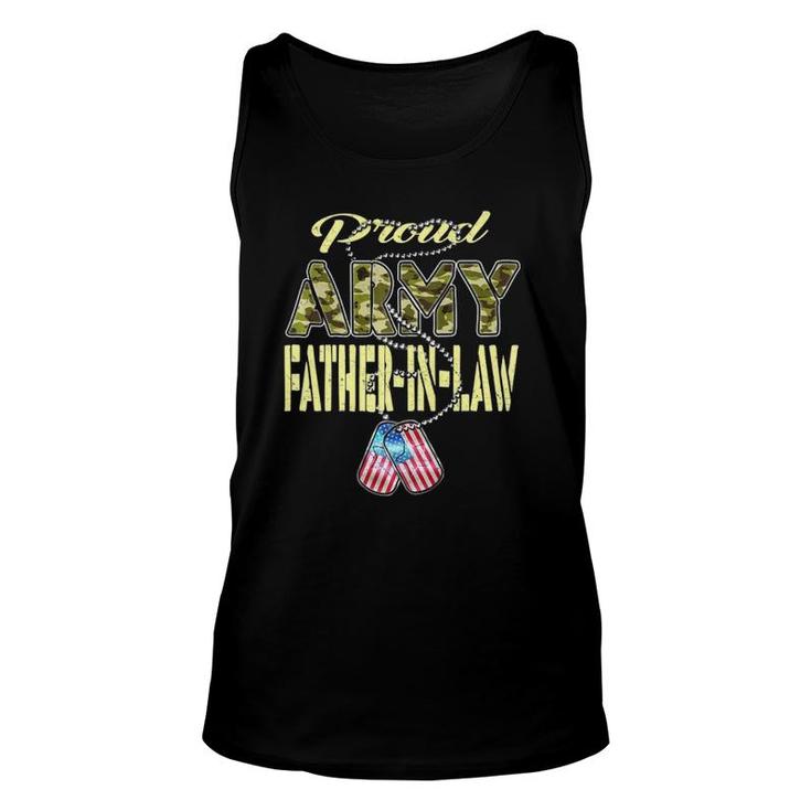 Proud Army Father-In-Law Us Flag Dog Tag Military Dad-In-Law Tank Top