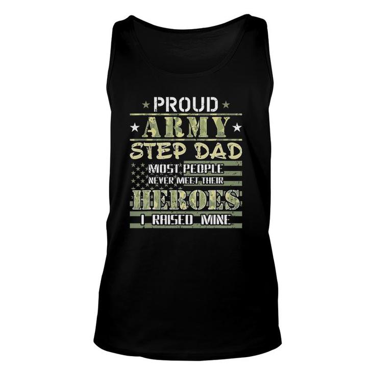 Mens Proud Army Stepdad I Raised My Heroes Camo Army Step Dad Tank Top