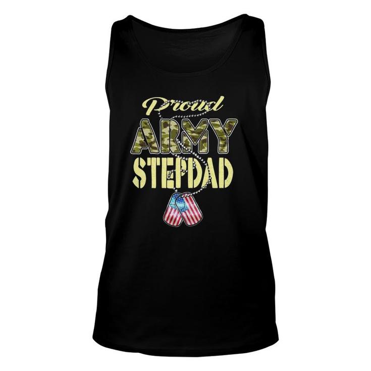 Proud Army Stepdad Us Flag Camo Dog Tags Military Stepfather Tank Top