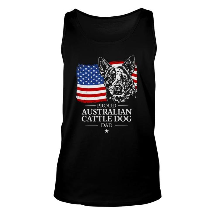 Proud Australian Cattle Dog Dad American Flag Patriotic Dog Tank Top