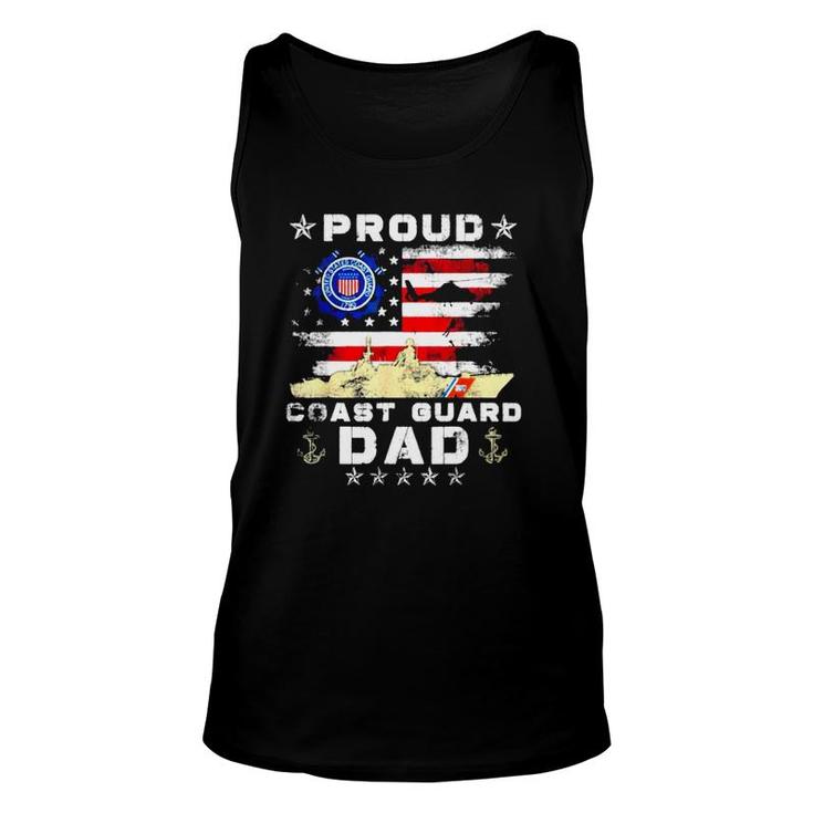 Proud Coast Guard Dad American Flag Unisex Unisex Tank Top