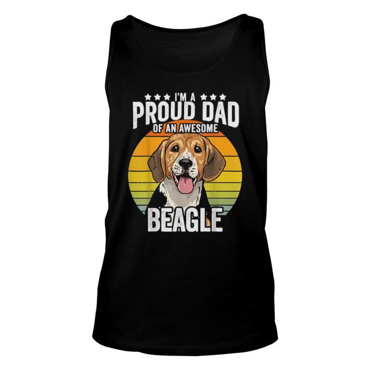 Proud Dad Beagle Dog Pet Love Retro Vintage Sunset  Unisex Tank Top