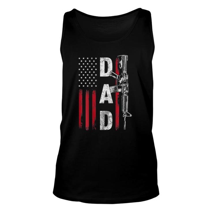 Mens Proud Dad Daddy Gun Rights Ar-15 American Flag Father's Day Tank Top
