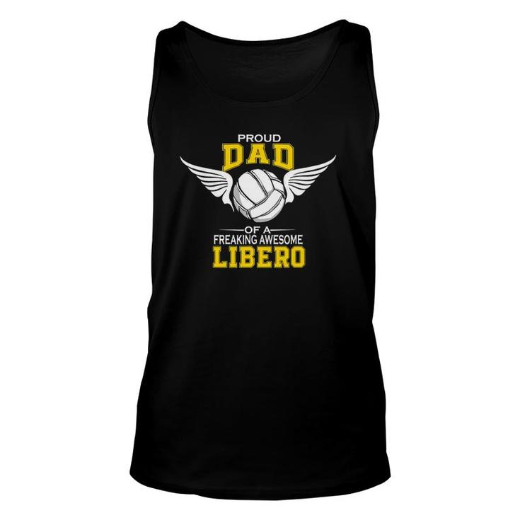 Mens Proud Dad Of A Freaking Awesome Libero Volleyball Father Tank Top