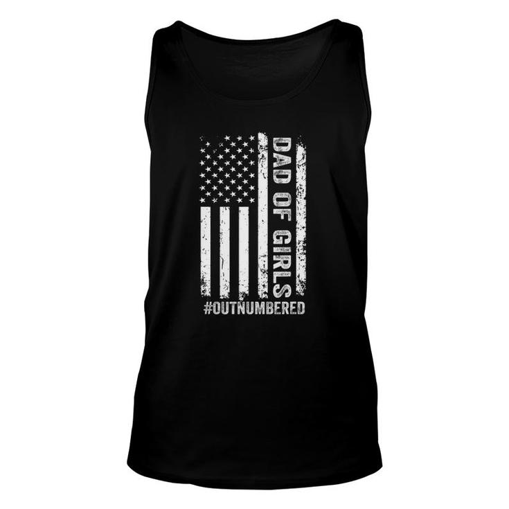 Proud Dad Of Girls Outnumbered American Flag Father's Day Unisex Tank Top
