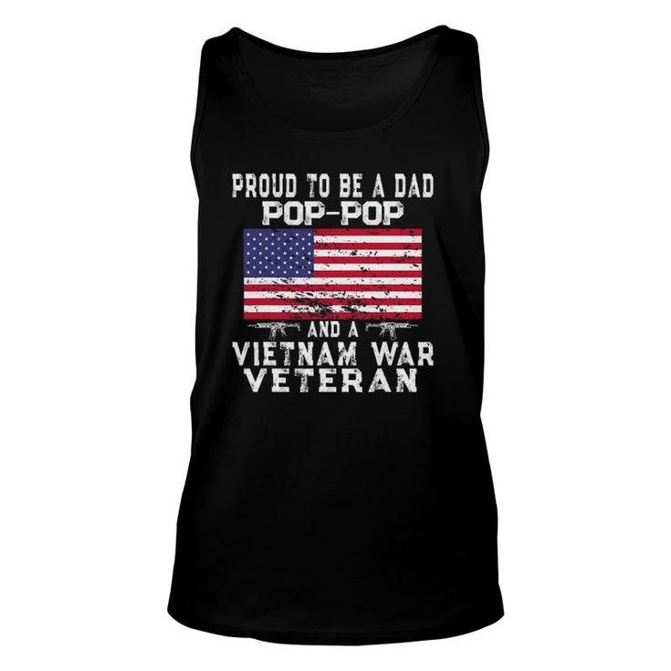 Mens Proud Dad Pop-Pop Vietnam War Veteran Retro Us Flag Grandpa Tank Top