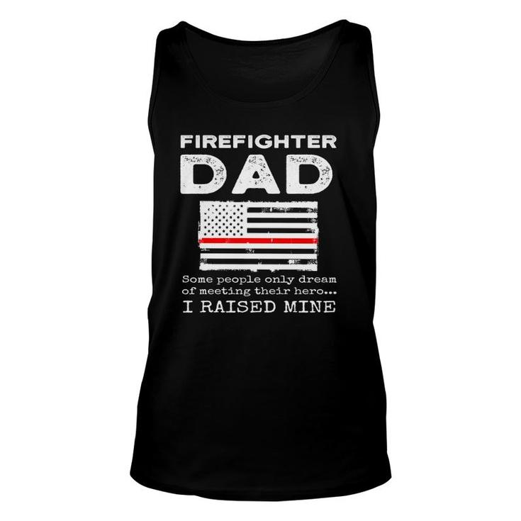 Proud Firefighter Dad Fireman Father American Flag  Unisex Tank Top