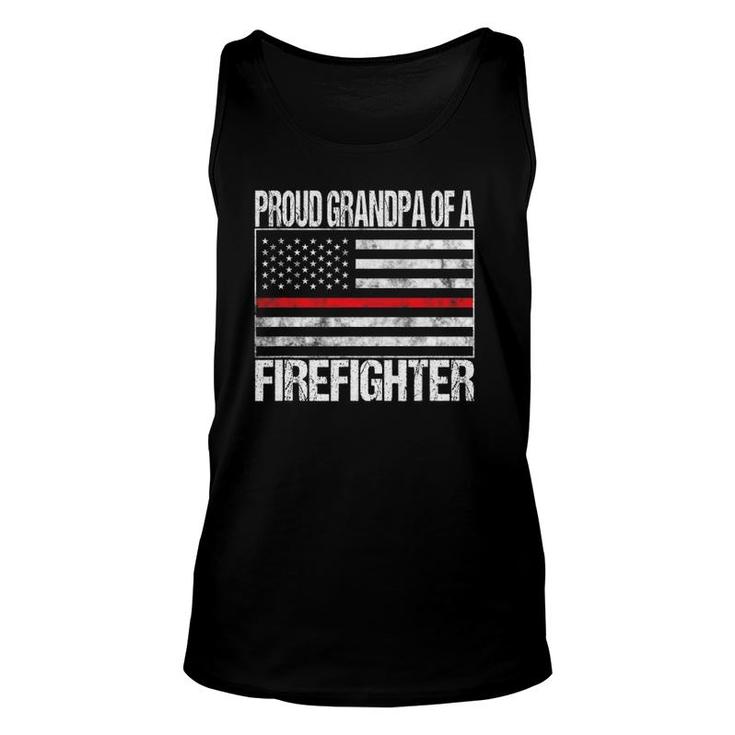 Mens Proud Grandpa Of A Firefighter Fireman Support Red Line Flag Tank Top