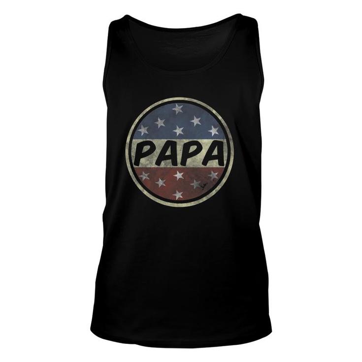 Proud Papa Father's Day American Flag Button 4Th Of July Unisex Tank Top