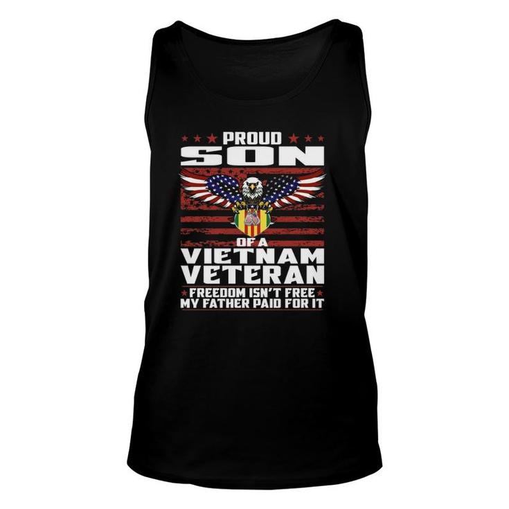Proud Son Of A Vietnam Veteran Ribbon Military Family Gift  Unisex Tank Top