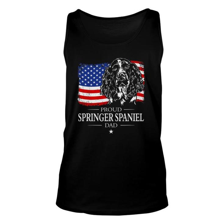Mens Proud Springer Spaniel Dad American Flag Patriotic Dog Tank Top