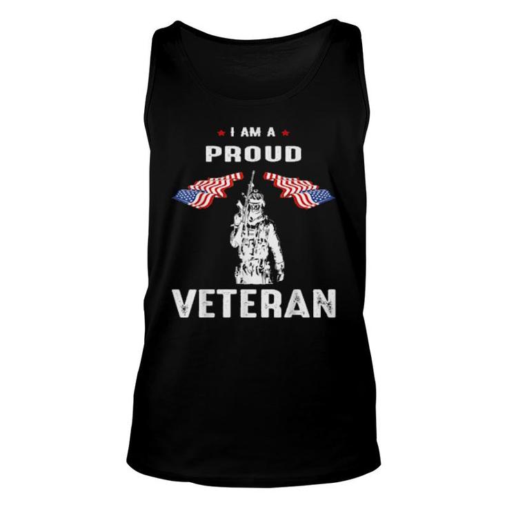 Proud Veteran Thank You Veterans On Veterans Day With Flag  Unisex Tank Top