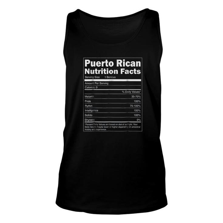 Puerto Rico Nutrition Facts Unisex Tank Top