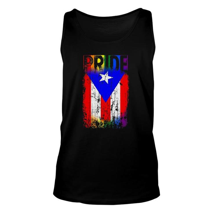 Puerto Rico Rican Gay Pride Flag Lgbtq Boricua Distressed Unisex Tank Top