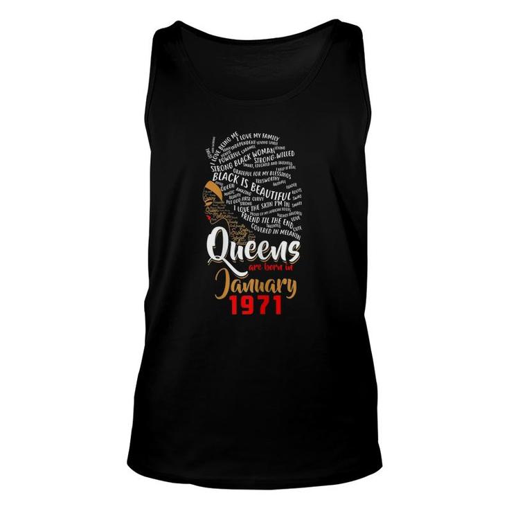 Queens Are Born In January 1971 49Th Birthday Cute Gift Unisex Tank Top