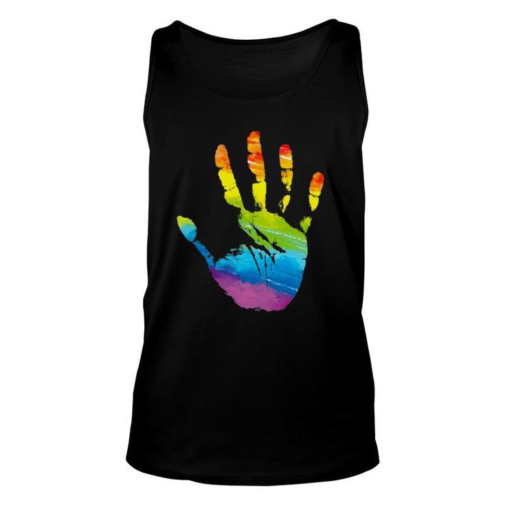 Rainbow Hand Print Lgbt Gay Pride Month Parade Women Men Unisex Tank Top