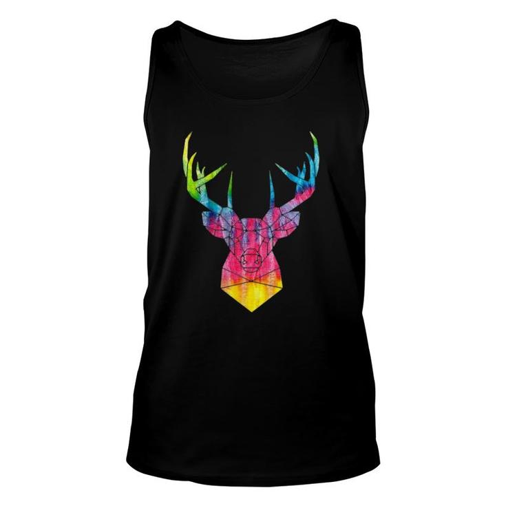 Rainbow Hippie Art Buck Wildlife Deer Hippy Trippy Tie Dye Unisex Tank Top